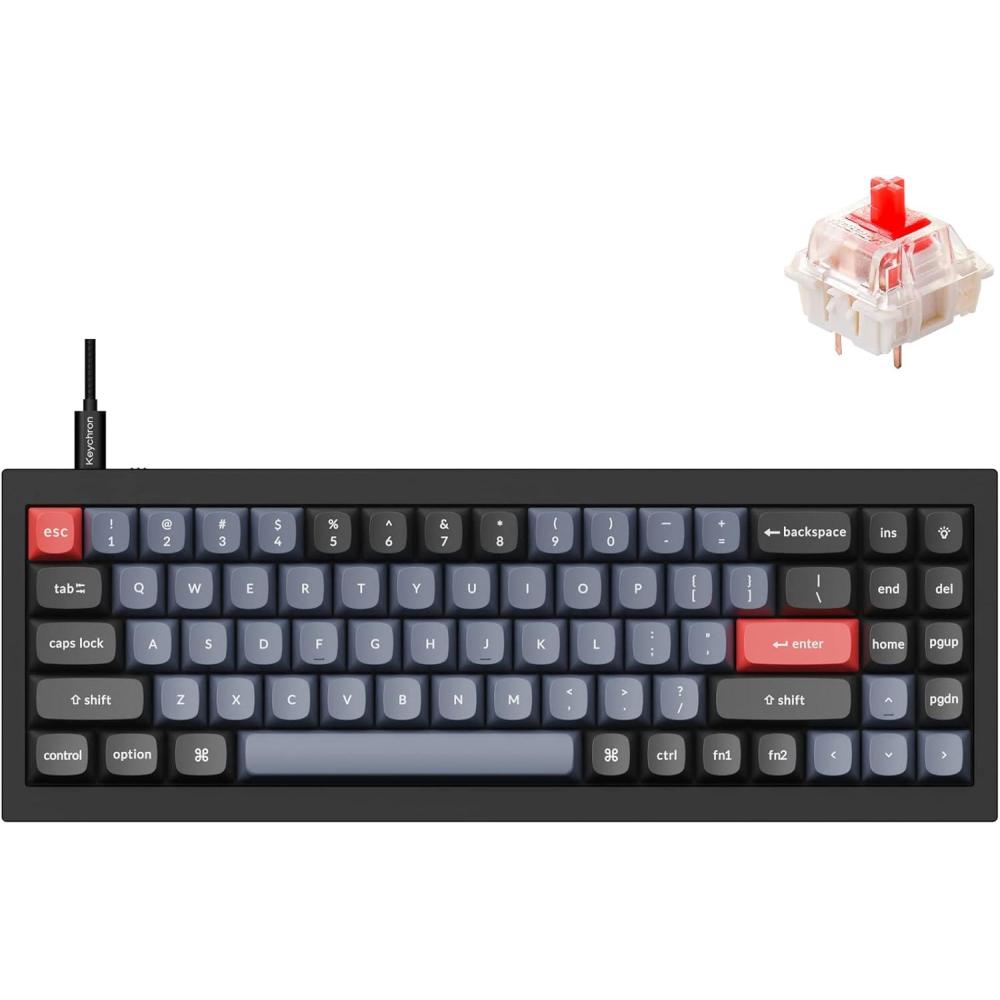 imageKeychron Q7 Wired Custom Mechanical Keyboard 70 Layout QMKVIA Programmable Macro with Hotswappable Gateron G Pro Brown Switch Double Gasket Compatible with Mac Windows Linux Black  NewHotswap Gateron G Pro Red Switch