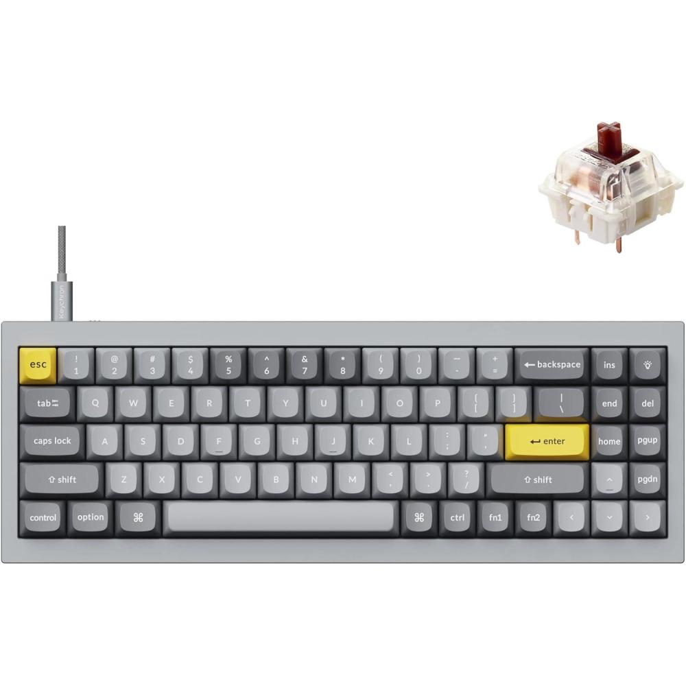 imageKeychron Q7 Wired Custom Mechanical Keyboard 70 Layout QMKVIA Programmable Macro with Hotswappable Gateron G Pro Brown Switch Double Gasket Compatible with Mac Windows Linux Gray  NewHotswap Gateron G Pro Brown Switch
