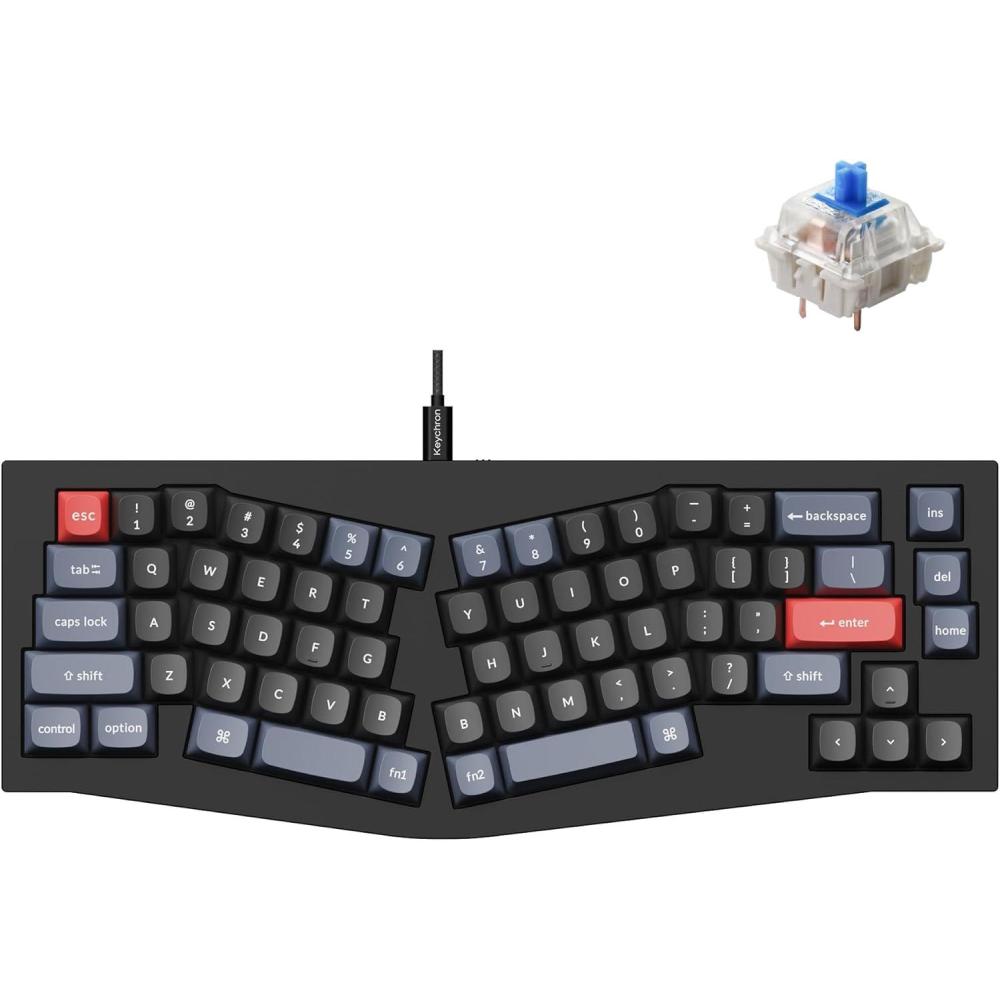 imageKeychron Q8 Wired Custom Mechanical Keyboard 65 Alice Layout QMKVIA Programmable with Hotswappable Gateron G Pro Blue Switch Double Gasket Compatible with Mac Windows Linux BlackBlue Switch