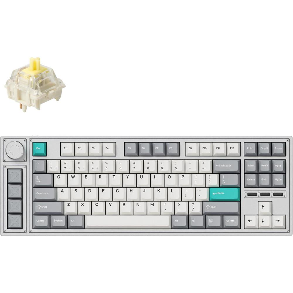 imageLEMOKEY L3 TKL Layout Wireless QMKLauncher FullMetal HotSwappable RGB Backlight Custom Mechanical Keyboard for WindowsLinux Gateron Banana Switch Fully Assembled Knob  Silver