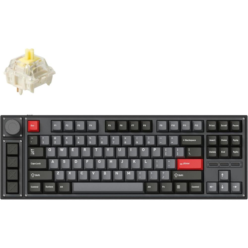imageLEMOKEY L3 TKL Layout Wireless QMKLauncher FullMetal HotSwappable RGB Backlight Custom Mechanical Keyboard for WindowsLinux Gateron Banana Switch Fully Assembled Knob  Black