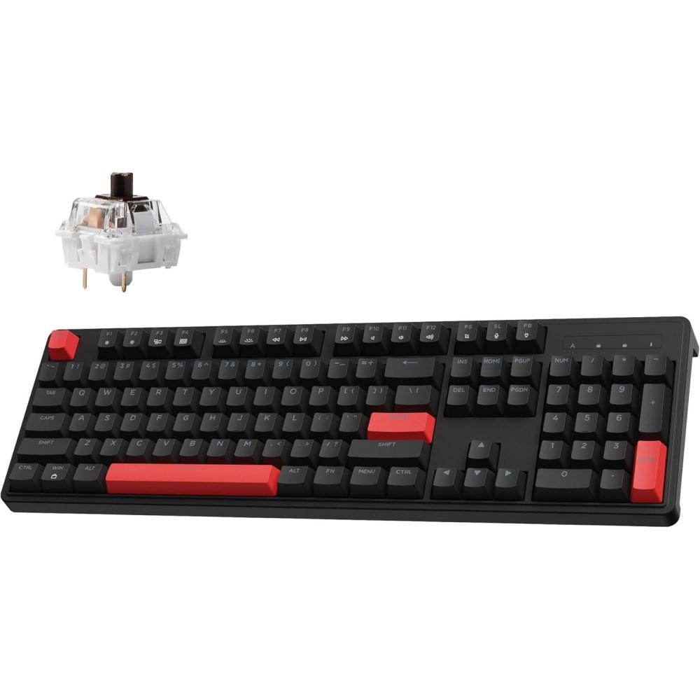 imageLEMOKEY X3 Wired Mechanical Gaming Keyboard 100 Layout with QMKVIA Programmable Keyboard Red SwitchRed Backlit for WindowsKeychron Mechanical Brown Switch
