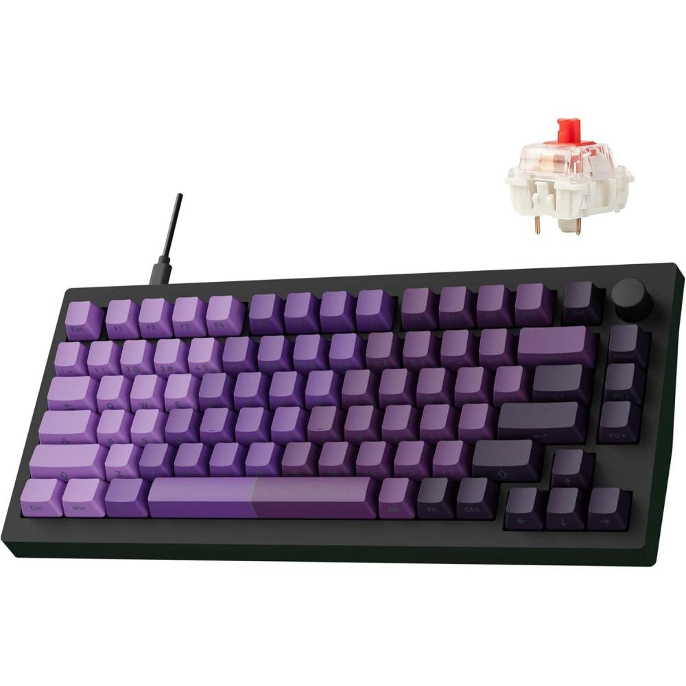imageLEMOKEY X4 QMK Wired Mechanical Keyboard 75 Layout SouthFacing Red Backlit SidePrinted DoubleShot PBT Keycaps with Tactile Brown Mechanical Switch for WindowsKeychron Mechanical Red Switch