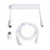 Keychron Custom Coiled Aviator USB-C Cable, White, 5-Pin (GX12) Detachable Metal Connector, USB-A Adapter, Durable Braided Cable for Mechanical Keyboards, Charging & Data Transfer(White)