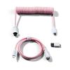 Keychron Custom Coiled Aviator USB-C Cable, White, 5-Pin (GX12) Detachable Metal Connector, USB-A Adapter, Durable Braided Cable for Mechanical Keyboards, Charging & Data Transfer(Light Pink)