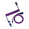 Keychron Premium Coiled USB-C Angled Purple Cable, 5-Pin GX16 Detachable Metal Connector, USB-A Adapter, Double-Sleeved Design, for Mechanical Keyboards, Charging and Data Sync(Purple)