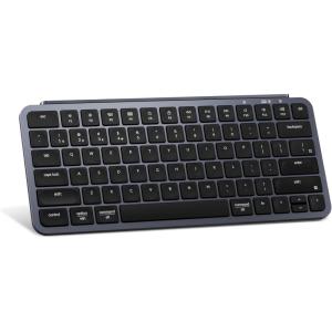 Keychron B1 Pro Ultra-Slim ZMK/Launcher Wireless Bluetooth 2.4 GHz/Wired Connection Keyboard for Mac Windows Linux – White(Gray)