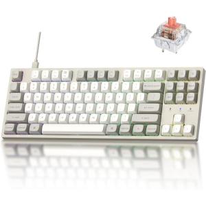 Keychron C1 Pro 8K QMK Custom Wired Mechanical Keyboard, Launcher Support with Hot-Swappable Silent Red Switch TKL Layout, PBT Keycaps Compatible for Mac Windows Linux(Swappable Silent Red Switch)