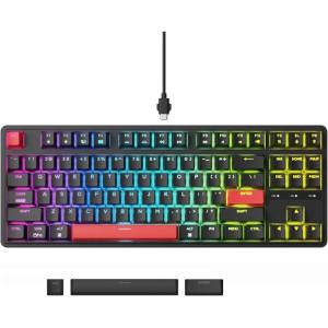 Keychron C3 Pro QMK/VIA Custom Mechanical Keyboard, 8000 Polling Rate Hot Swappable Programmable 87 Keys Compact TKL Layout Gasket Mount, RGB Backlight Wired Gaming Keyboard with Super Red Switches(Red Switches)