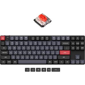 Keychron K1 Pro TKL Layout Ultra-Slim QMK/VIA Custom Bluetooth Wireless/USB Wired Mechanical Keyboard with Hot-Swappable Low-Profile Gateron Brown Switch, RGB Backlit PBT Keycaps for Mac Windows Linux(Hot-swappable Red Switch)