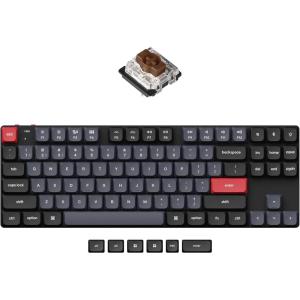 Keychron K1 Pro TKL Layout Ultra-Slim QMK/VIA Custom Bluetooth Wireless/USB Wired Mechanical Keyboard with Hot-Swappable Low-Profile Gateron Brown Switch, RGB Backlit PBT Keycaps for Mac Windows Linux(Hot-swappable Brown Switch)