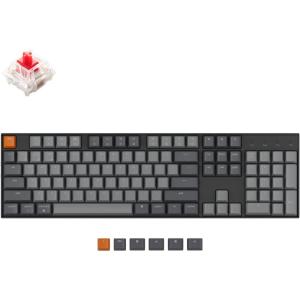 Keychron K10 Full Size 104 Keys Bluetooth Wireless Mechanical Gaming Keyboard for Mac Windows with Keychron Super Brown Switch, Multitasking/White LED Backlight/USB C Wired Computer Keyboard(Keychron Super Red Switch)