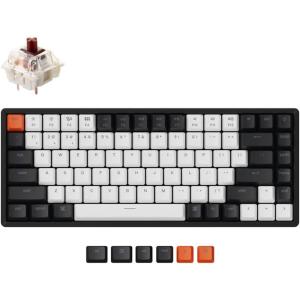 Keychron K2 75% Layout 84 Keys Hot-swappable Bluetooth Wireless/USB Wired Mechanical Keyboard with Super Red Switch/Double-Shot PBT Keycaps/RGB Backlight/Aluminum Frame for Mac Windows Version 2(Gateron Brown Switch)