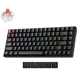 Keychron K2 75% Layout RGB Bluetooth Wireless Mechanical Keyboard with Gateron G Pro Brown Switch/Anti Ghosting/N-Key Rollover, Compact 84 Keys USB Wired Gaming Keyboard for Mac Windows-Version 2(Keychron Super Red Switch)