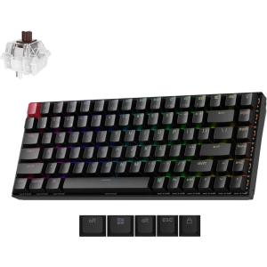 Keychron K2 75% Layout RGB Bluetooth Wireless Mechanical Keyboard with Gateron G Pro Brown Switch/Anti Ghosting/N-Key Rollover, Compact 84 Keys USB Wired Gaming Keyboard for Mac Windows-Version 2(Keychron Super Brown Switch)