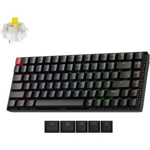 Keychron K2 75% Layout RGB Bluetooth Wireless Mechanical Keyboard with Gateron G Pro Brown Switch/Anti Ghosting/N-Key Rollover, Compact 84 Keys USB Wired Gaming Keyboard for Mac Windows-Version 2(Keychron Super Banana Switch)