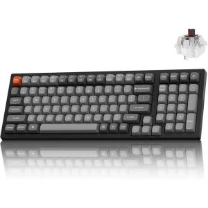 Keychron K4 Max Wireless Mechanical Keyboard, 96% Layout QMK 2.4 GHz/Bluetooth 5.1/Wired, White Backlit with Hot-swappable Keychron Super Banana Switch for Mac Windows Linux(Hot-Swap Keychron Super Brown Switch)