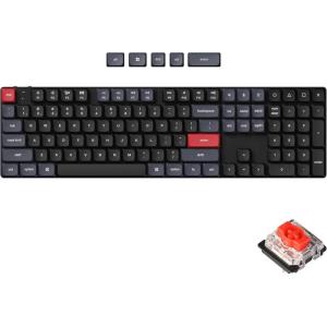 Keychron K5 Pro QMK/VIA Ultra-Slim Wireless Bluetooth/Wired USB Custom Mechanical Keyboard, 108-Key Programmable Macro RGB Backlight PBT Keycaps Low-Profile Gateron Brown Switch for Mac Windows Linux(Red)