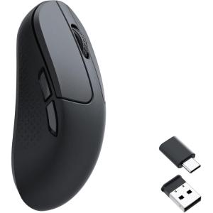 Keychron M3 Mini Wireless Optical Mouse, Bluetooth 5.1/2.4 GHz/Wired Gaming Mouse, Programmable PixArt 3395 Sensor with up to 26,000 DPI/ 650 IPS, Lightweight Ergonomic for Windows Mac Linux – Black(Black)