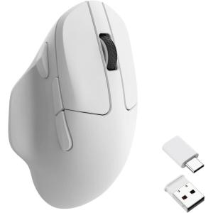 Keychron M7 Wireless Computer Mouse, 26K DPI Optical Computer Mouse, 2.4 GHz/Bluetooth/Wired with Macro Button 63g Lightweight Ergonomic, Up to 70 Hours Worktime for Laptop macOS/Windows – Black(White)