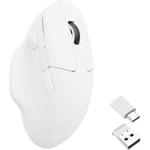 Keychron M7 Wireless Gaming Optical Mouse, Tri-Mode 2.4 GHz/Bluetooth 5.1/Wired, PixArt 3395 Sensor, 26000 DPI, Ergonomic 63g Lightweight Programmable Macro Button for Windows PC/Mac – Black(White)