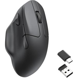 Keychron M7 Wireless Gaming Optical Mouse, Tri-Mode 2.4 GHz/Bluetooth 5.1/Wired, PixArt 3395 Sensor, 26000 DPI, Ergonomic 63g Lightweight Programmable Macro Button for Windows PC/Mac – Black(Black)