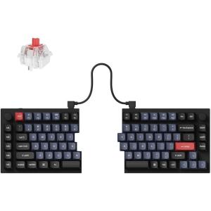 Keychron Q11 QMK/VIA TKL Split Keyboard Ergonomic, 91 Keys 75% Layout Wired Mechanical Gaming Keyboard Mac & Windows with Full Alu Frame, PBT Keycaps & Knobs, RGB Backlight Hot-Swappable Red Switch(Carbon Black – A with Keychron Super Red Switch)