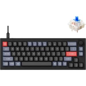 Keychron Q2 Wired Custom Mechanical Keyboard Knob Version, 65% Layout QMK/VIA Programmable Macro with Hot-swappable Gateron G Pro Blue Switch Double Gasket Compatible with Mac Windows Linux (Black)(Hot-swap Gateron G Pro Blue Switch)