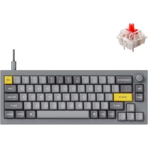 Keychron Q2 Wired Custom Mechanical Keyboard Knob Version, 65% Layout QMK/VIA Programmable Macro with Hot-swappable Gateron G Pro Red Switch Double Gasket Compatible with Mac Windows Linux (Grey)(Hot-swap Gateron G Pro Red Switch)
