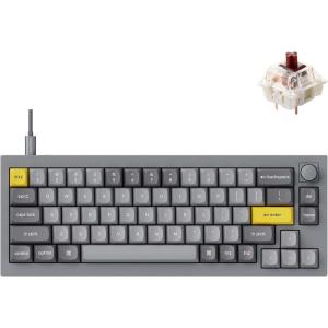 Keychron Q2 Wired Custom Mechanical Keyboard Knob Version, 65% Layout QMK/VIA Programmable Macro with Hot-swappable Gateron G Pro Red Switch Double Gasket Compatible with Mac Windows Linux (Grey)(Hot-swap Gateron G Pro Brown Switch)