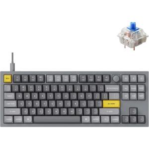 Keychron Q3 Wired Custom Mechanical Keyboard Knob Version, TKL QMK/VIA Programmable Macro with Hot-swappable Gateron G Pro Blue Switch Double Gasket Compatible with Mac Windows Linux (Grey)(Hot-swap Gateron G Pro Blue Switch)