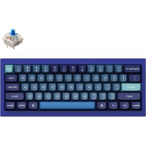 Keychron Q4 Wired Custom Mechanical Keyboard, 60% Layout QMK/VIA Programmable Macro with Hot-swappable Gateron G Pro Red Switch Double Gasket Compatible with Mac Windows Linux (Navy Blue)(Gateron G Pro Blue Switch)