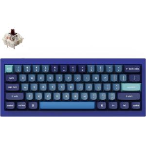Keychron Q4 Wired Custom Mechanical Keyboard, 60% Layout QMK/VIA Programmable Macro with Hot-swappable Gateron G Pro Red Switch Double Gasket Compatible with Mac Windows Linux (Navy Blue)(Gateron G Pro Brown Switch)