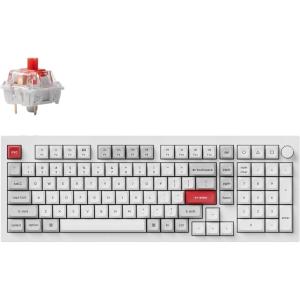 Keychron Q5 Pro QMK/VIA Wireless Custom Mechanical Keyboard, Full Aluminum 96% Layout with Programmable Knob, Double-Gasket Design with Hot-swappable K Pro Red Switch for Mac Windows Linux – White(Hot-swappable K Pro Red Switch)
