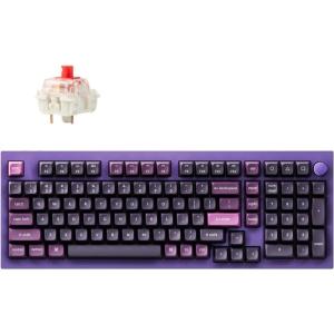 Keychron Q5 Pro Wireless QMK/VIA Mechanical Keyboard, Full Customizable 96% Layout with Programmable Knob, Hot-swappable K Pro Brown Switch Compatible with Mac Windows Linux – Purple(Hot-swappable K Pro Red Switch)
