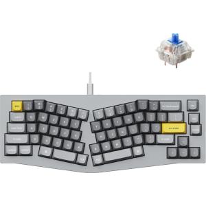 Keychron Q8 Wired Custom Mechanical Keyboard, 65% Alice Layout QMK/VIA Programmable with Hot-swappable Gateron G Pro Blue Switch Double Gasket Compatible with Mac Windows Linux (Grey)(Blue Switch)