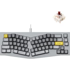 Keychron Q8 Wired Custom Mechanical Keyboard, 65% Alice Layout QMK/VIA Programmable with Hot-swappable Gateron G Pro Blue Switch Double Gasket Compatible with Mac Windows Linux (Grey)(Brown Switch)