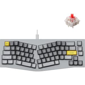 Keychron Q8 Wired Custom Mechanical Keyboard, 65% Alice Layout QMK/VIA Programmable with Hot-swappable Gateron G Pro Blue Switch Double Gasket Compatible with Mac Windows Linux (Grey)(Red Switch)