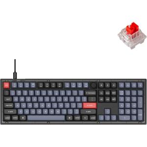 Keychron V6 Wired Custom Mechanical Keyboard Knob Version, Full-Size QMK/VIA Programmable with Hot-swappable Keychron K Pro Red Switch Compatible with Mac Windows Linux (Frosted Black-Translucent)(Hot-swap Keychron K Pro Red Switch)