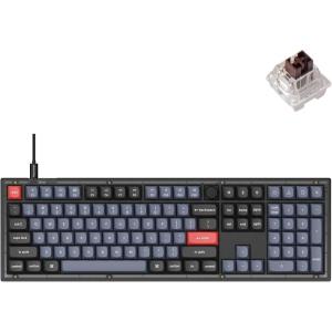 Keychron V6 Wired Custom Mechanical Keyboard Knob Version, Full-Size QMK/VIA Programmable with Hot-swappable Keychron K Pro Red Switch Compatible with Mac Windows Linux (Frosted Black-Translucent)(Hot-swap Keychron K Pro Brown Switch)
