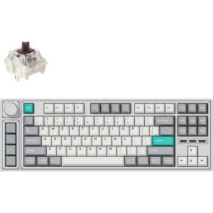 LEMOKEY L3 TKL Layout Wireless QMK/Launcher Full-Metal Hot-Swappable RGB Backlight Custom Mechanical Keyboard for Windows/Linux, Gateron Brown Switch, Fully Assembled Knob – Silver