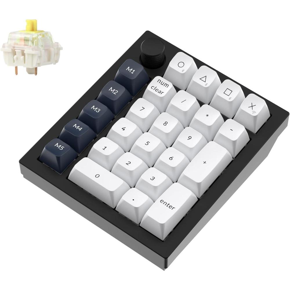 imageKeychron Q0 Max Wireless Custom Mechanical Numpad 24 GHzBluetooth 51Wired QMK Number Pad RGB HotSwappable with Gateron Banana Switch for Laptop Mac Windows Linux  WhiteGateron Jupiter Banana SwitchBlack