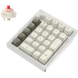 Keychron Q0 Max Wireless Custom Mechanical Numpad, 2.4 GHz/Bluetooth 5.1/Wired QMK Number Pad, RGB Hot-Swappable with Gateron Banana Switch for Laptop Mac Windows Linux – White(Gateron Jupiter Red Switch-White)