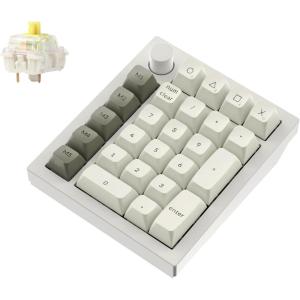 Keychron Q0 Max Wireless Custom Mechanical Numpad, 2.4 GHz/Bluetooth 5.1/Wired QMK Number Pad, RGB Hot-Swappable with Gateron Banana Switch for Laptop Mac Windows Linux – White(Gateron Jupiter Banana Switch-White)