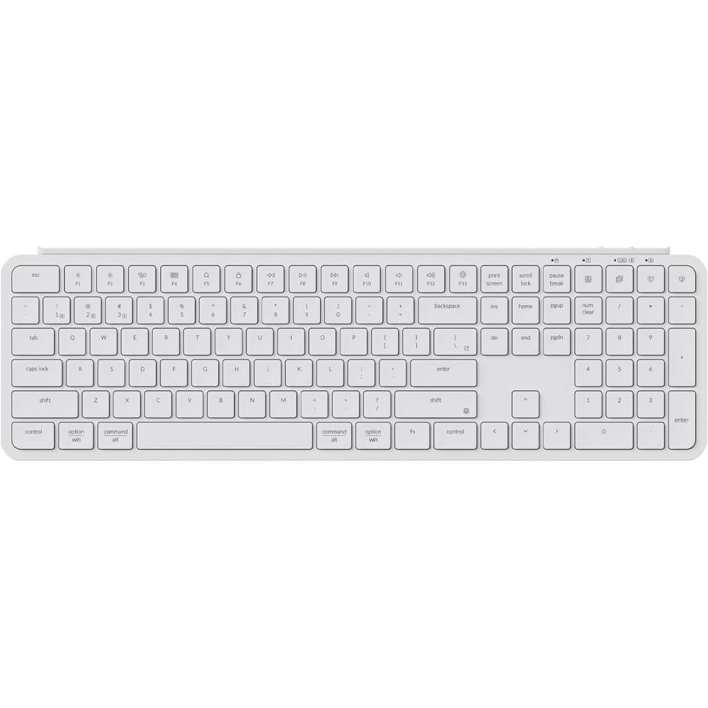 imageKeychron B6 Pro UltraThin Wireless Keyboard FullSize ZMK with Numeric Keypad Quiet Typing 24 GHzBluetooth 52Wired Connection Long Battery Life Compatible with Mac Windows Linux  Ivory WhiteIvory White
