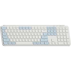Keychron B6 Pro Ultra-Thin Wireless Keyboard, Full-Size ZMK with Numeric Keypad Quiet Typing, 2.4 GHz/Bluetooth 5.2/Wired Connection Long Battery Life, Compatible with Mac Windows Linux – Ivory White(Retro Blue)