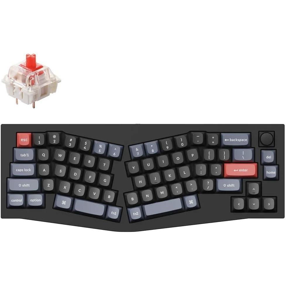 imageKeychron Q8 Wired Custom Mechanical Keyboard with Knob 65 Alice Layout QMKVIA Programmable Hotswappable Gateron G Pro Red Switch Double Gasket Compatible with Mac Windows Linux BlackHotswap RGB Gateron G Pro Red Switch