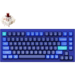 Keychron Q1 RGB Wired Custom Mechanical Keyboard, 75% Layout QMK/VIA Programmable Macro with Hot-swappable Gateron G Pro Brown Switch Double Gasket Compatible with Mac Windows Linux (Blue) -Version 2(Blue（Gateron G Pro Brown Switch）)