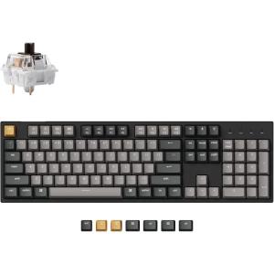 Keychron C2 Pro Wired Custom Mechanical Keyboard Full Size Layout QMK/VIA Programmable Macro RGB Backlit with Hot-Swappable Keychron K Pro Brown Switch OEM Profile PBT Keycaps for Mac Windows Linux(Hot-swap Keychron K Pro Brown Switch)