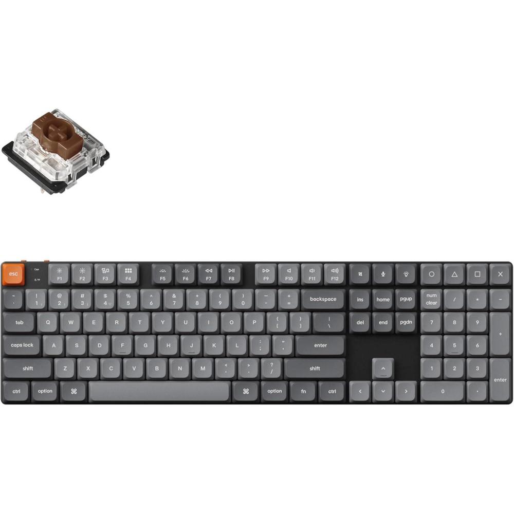 imageKeychron K5 Max UltraSlim Wireless Custom Mechanical Keyboard QMKVIA Programmable 3Mode Bluetooth24 GHzWired with White Backlight Low Profile Gateron Brown Switch PBT Keycaps for Mac Win LinuxGateron Brown Switch
